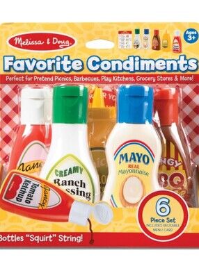 Melissa & Doug 5 Piece Condiment Interactive Play Set, Like New!